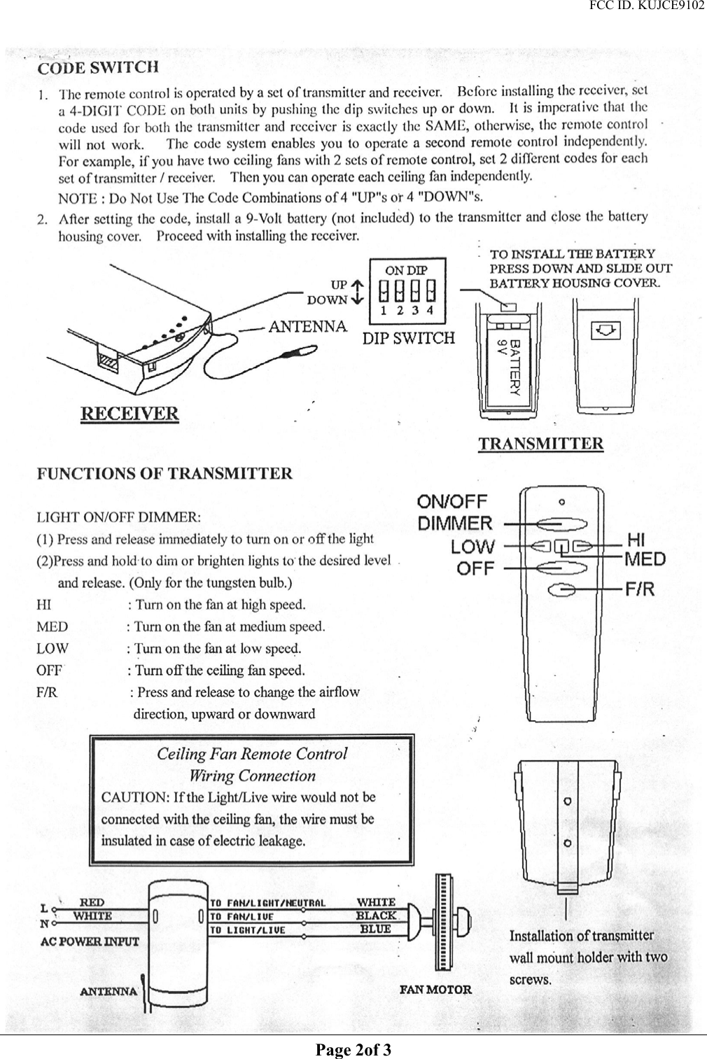 FCC ID. KUJCE9102   Page 2of 3 