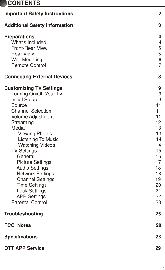 Page 3 of Chunghsin Technology Group 3917BF 38.5inch HD SMART TV User Manual 