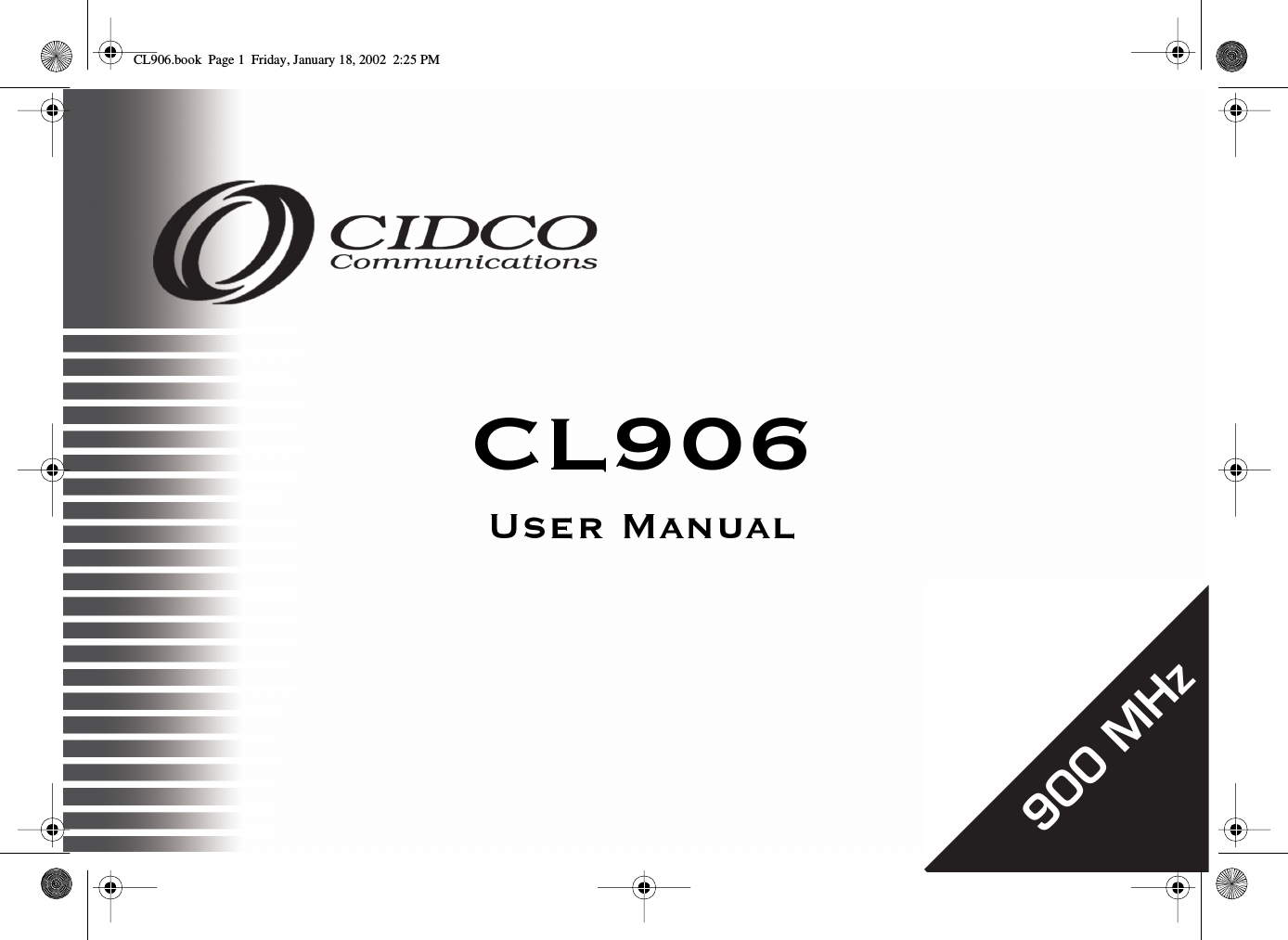 CL906User Manual900 MHzCL906.book Page 1 Friday, January 18, 2002 2:25 PM