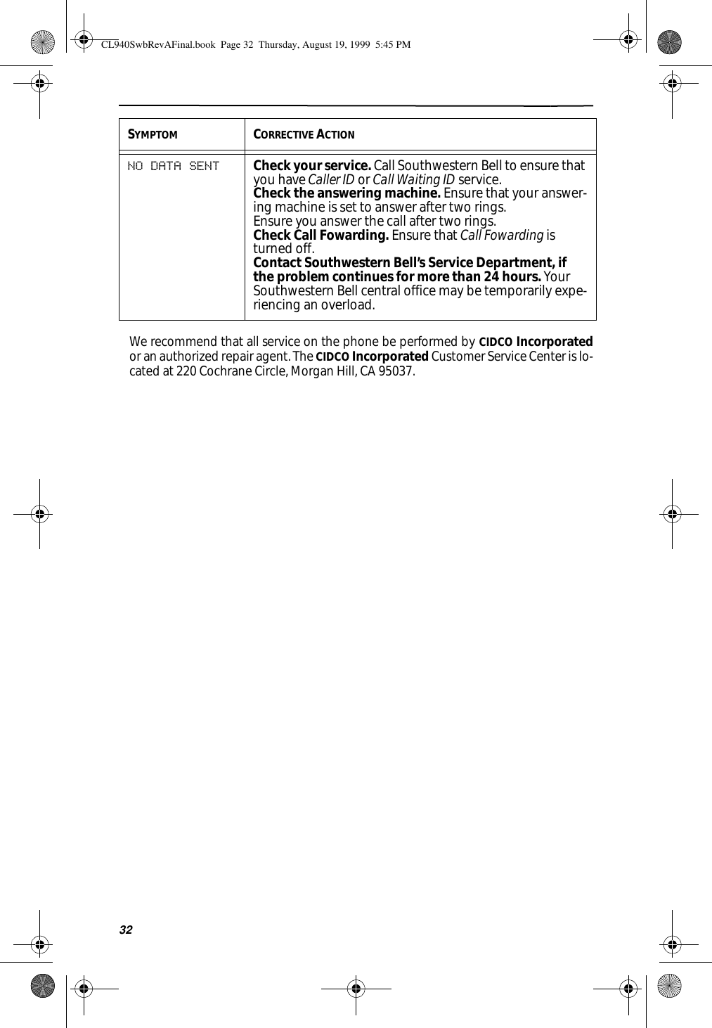 Page 39 of Cidco Communications CL940 Cordless Phone Base User Manual 