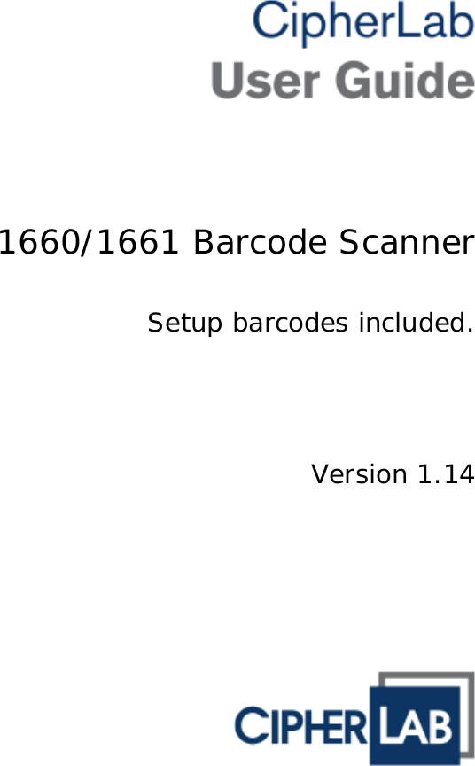      1660/1661 Barcode Scanner  Setup barcodes included.      Version 1.14  