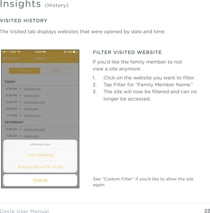Page 22 of Circle Media CIRCLE2 Circle User Manual Phil Edit key