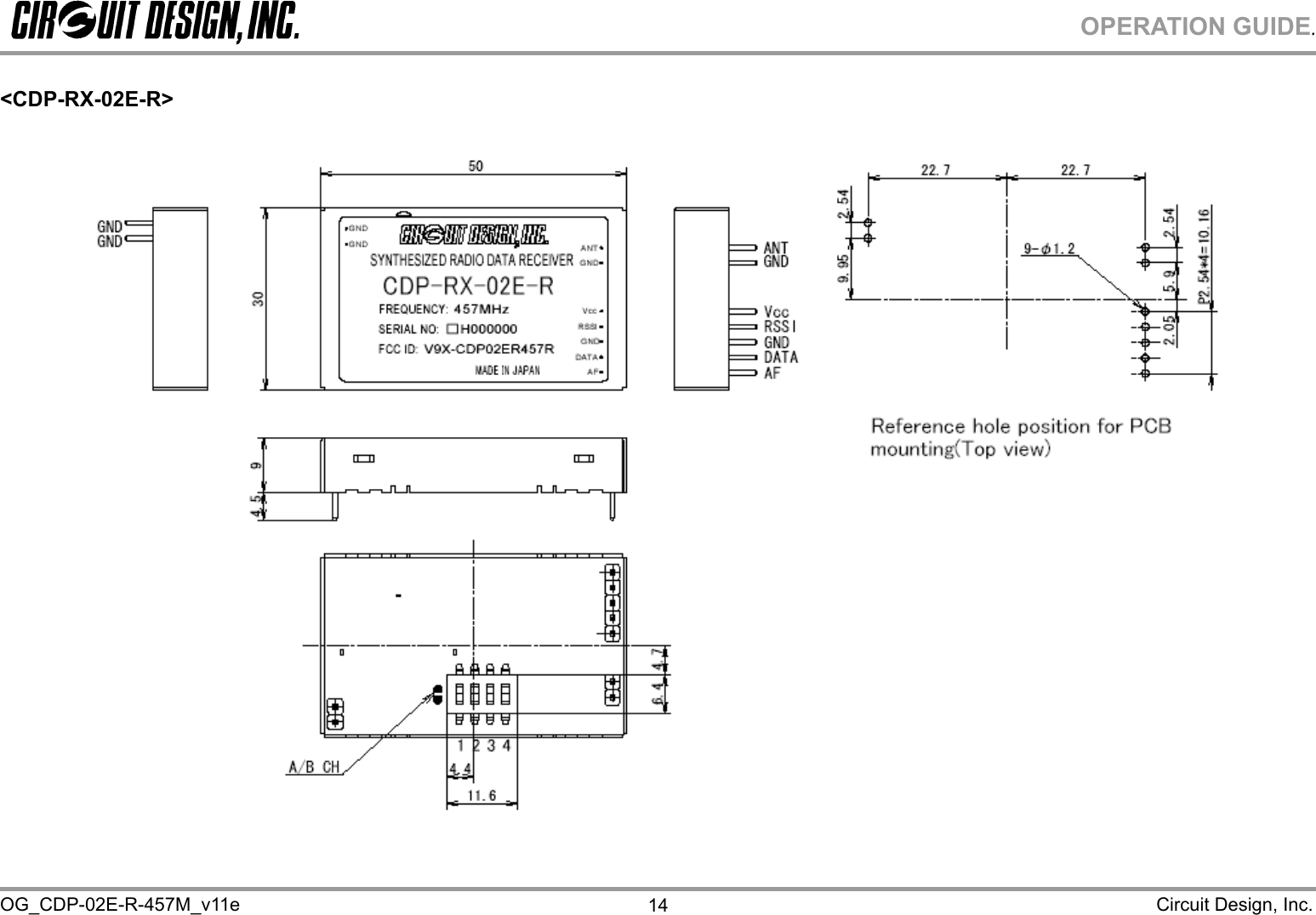 OPERATION GUIDE. OG_CDP-02E-R-457M_v11e                                                                                                                                                                                Circuit Design, Inc. 14 &lt;CDP-RX-02E-R&gt;       