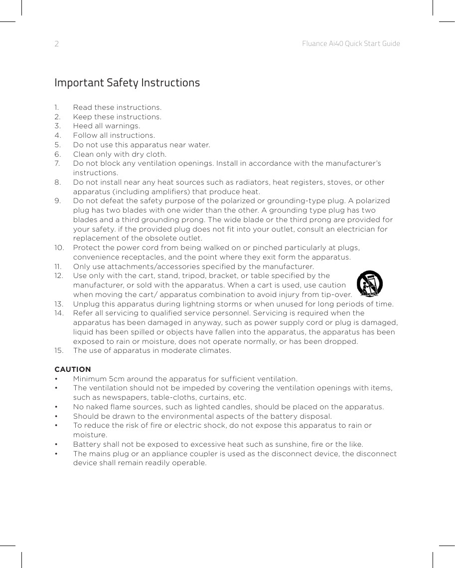 Page 2 of Circus World Displays AI40 Powered Bookshelf Speaker User Manual 