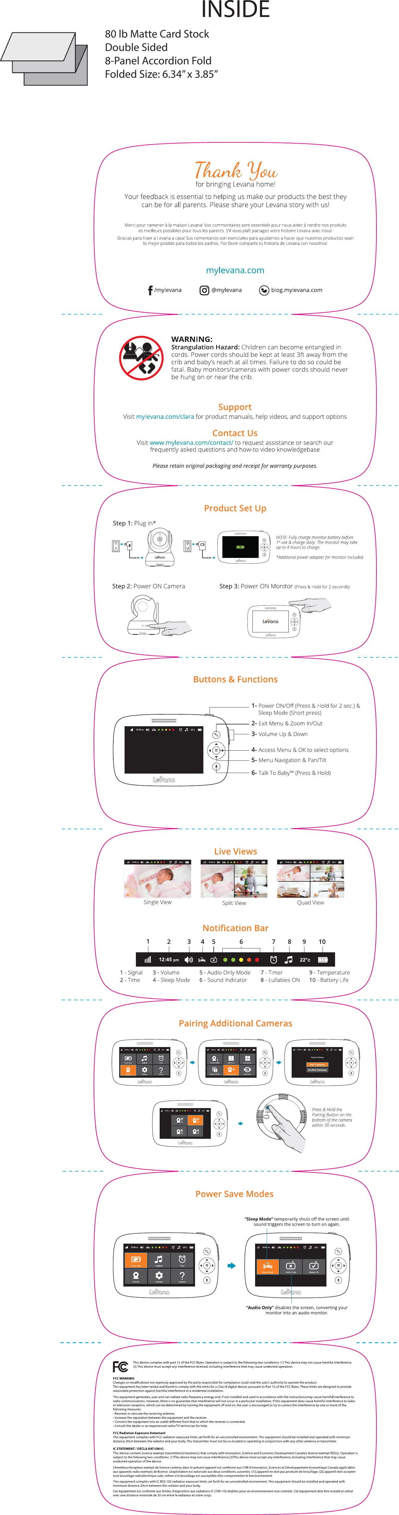 INSIDE 80 lb Matte Card StockDouble Sided8-Panel Accordion FoldFolded Size: 6.34” x 3.85”