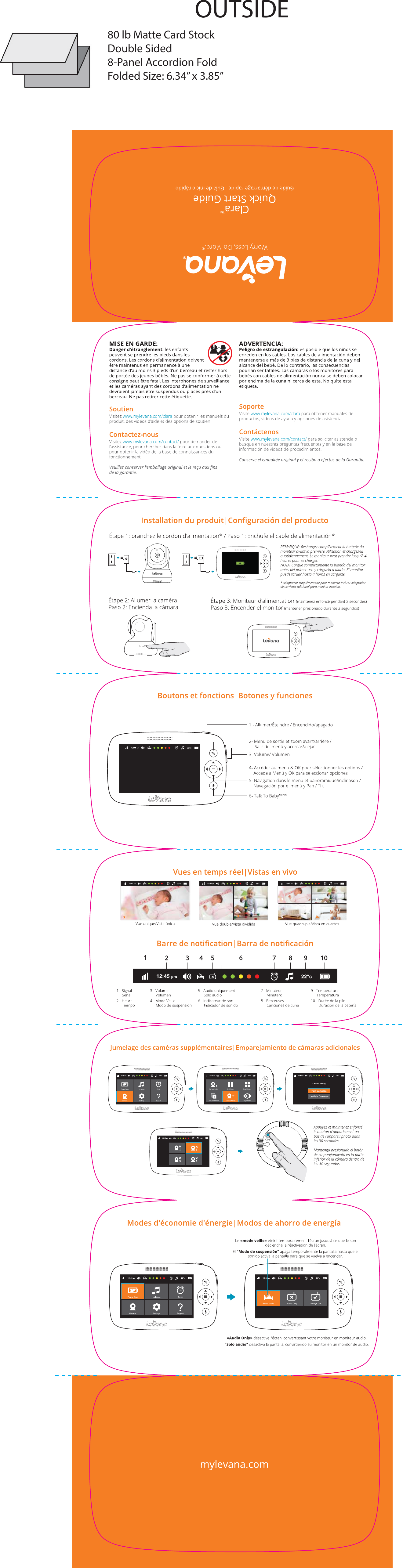 OUTSIDE 80 lb Matte Card StockDouble Sided8-Panel Accordion FoldFolded Size: 6.34” x 3.85”