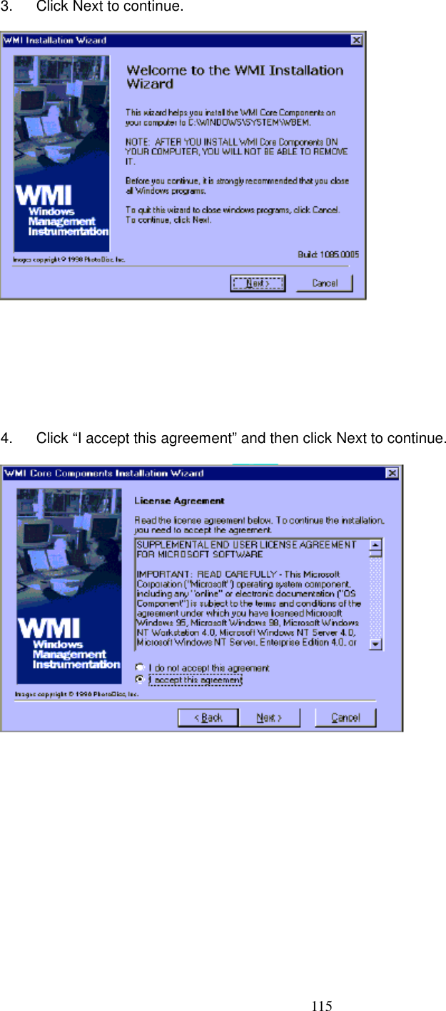 1153.  Click Next to continue.4.  Click “I accept this agreement” and then click Next to continue.