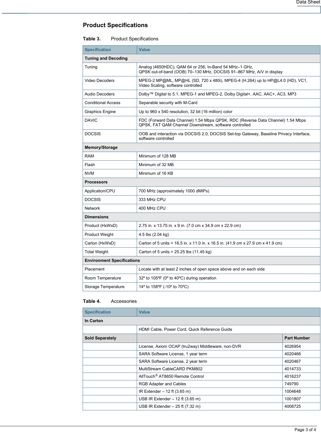 Page 3 of 4 - Cisco-Systems Cisco-Systems-Explorer-4640Hdc-Users-Manual- Cisco Explorer 4640HDC And 4650HDC High-Definition Set-Tops With Multi-Stream CableCARD Interface - 7016225  Cisco-systems-explorer-4640hdc-users-manual