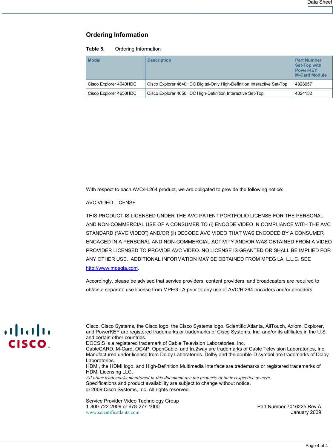 Page 4 of 4 - Cisco-Systems Cisco-Systems-Explorer-4640Hdc-Users-Manual- Cisco Explorer 4640HDC And 4650HDC High-Definition Set-Tops With Multi-Stream CableCARD Interface - 7016225  Cisco-systems-explorer-4640hdc-users-manual