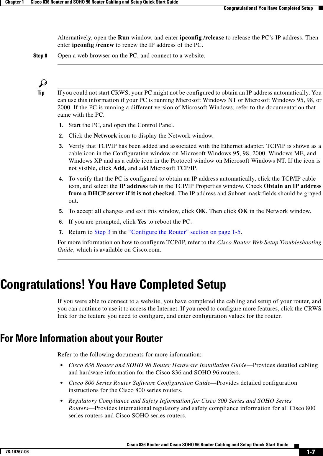 Page 7 of 8 - Cisco-Systems Cisco-Systems-Soho-96-Getting-Started-Guide- 836QSG.mif  Cisco-systems-soho-96-getting-started-guide