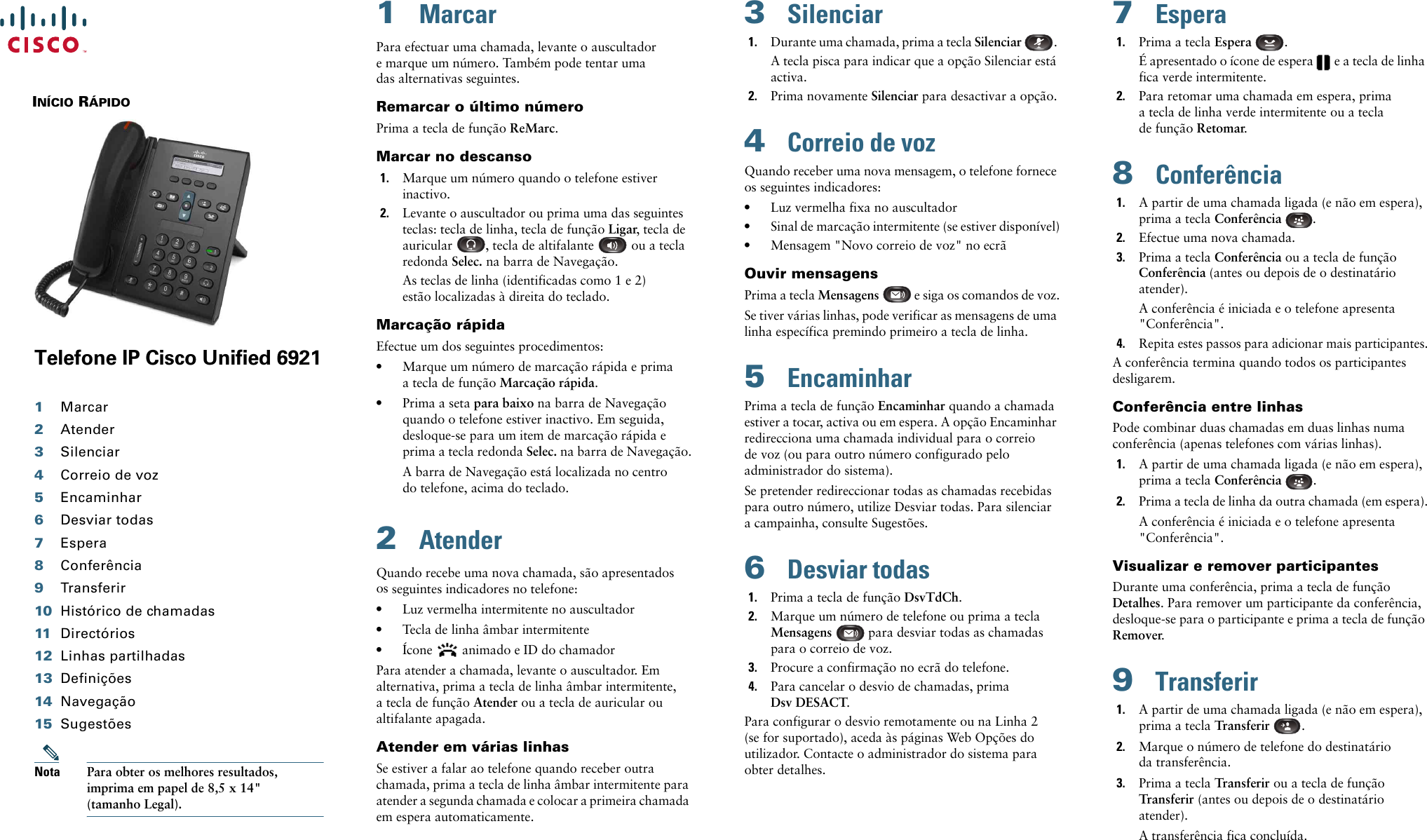 Page 1 of 2 - Cisco-Systems Cisco-Systems-Unified-6921-Users-Manual- Manual De Iniciação Rápida Do Telefone IP Da Cisco Unified 6921 Para O Communications Manager 7.1 (SCCP)  Cisco-systems-unified-6921-users-manual