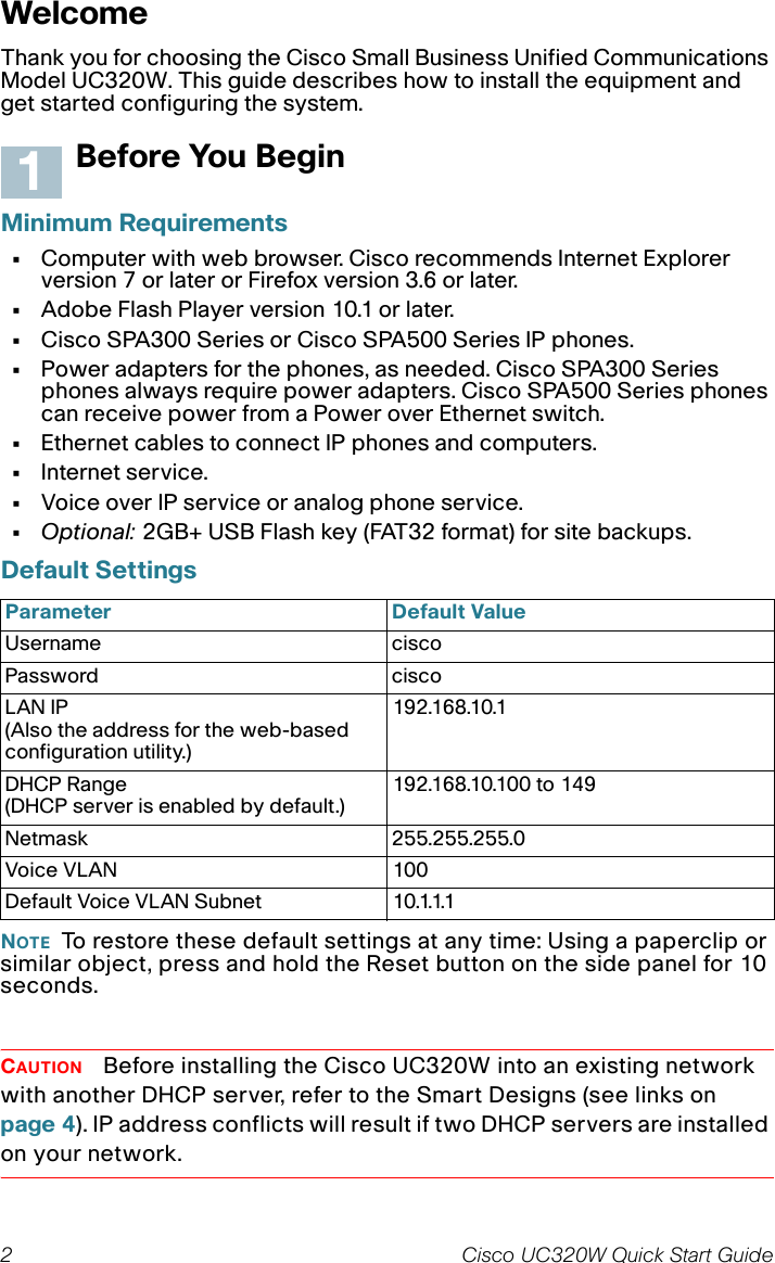 Page 2 of 4 - Cisco-Systems Cisco-Systems-Unified-Communications-Uc320W-Users-Manual- Cisco Small Business UC320W Quick Start Guide  Cisco-systems-unified-communications-uc320w-users-manual