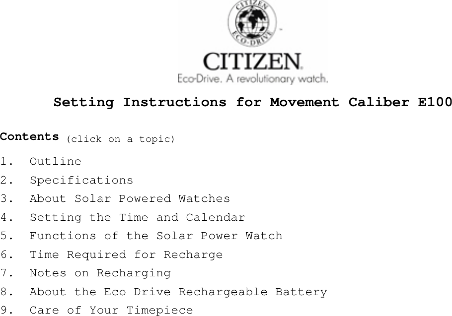 Page 1 of 8 - Citizen Citizen-E100-Users-Manual- 2. Specifications  Citizen-e100-users-manual