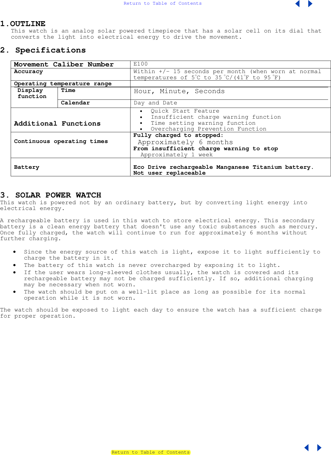 Page 2 of 8 - Citizen Citizen-E100-Users-Manual- 2. Specifications  Citizen-e100-users-manual