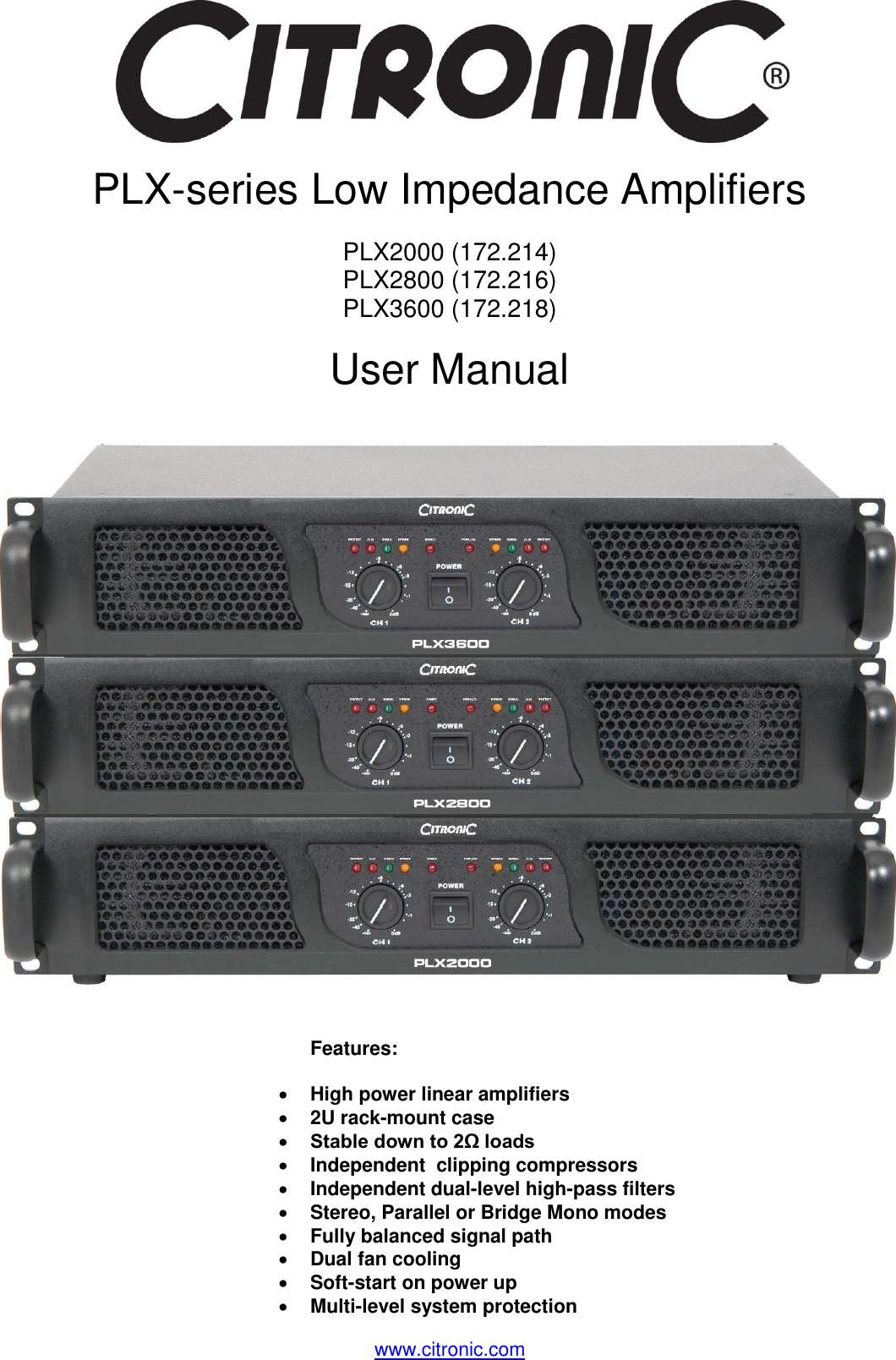 Page 1 of 4 - Citronic Citronic-Plx2000-Users-Manual-  Citronic-plx2000-users-manual