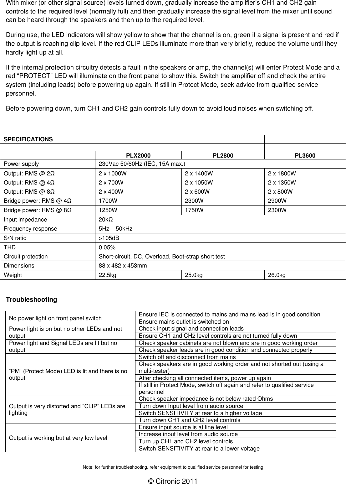 Page 4 of 4 - Citronic Citronic-Plx2000-Users-Manual-  Citronic-plx2000-users-manual