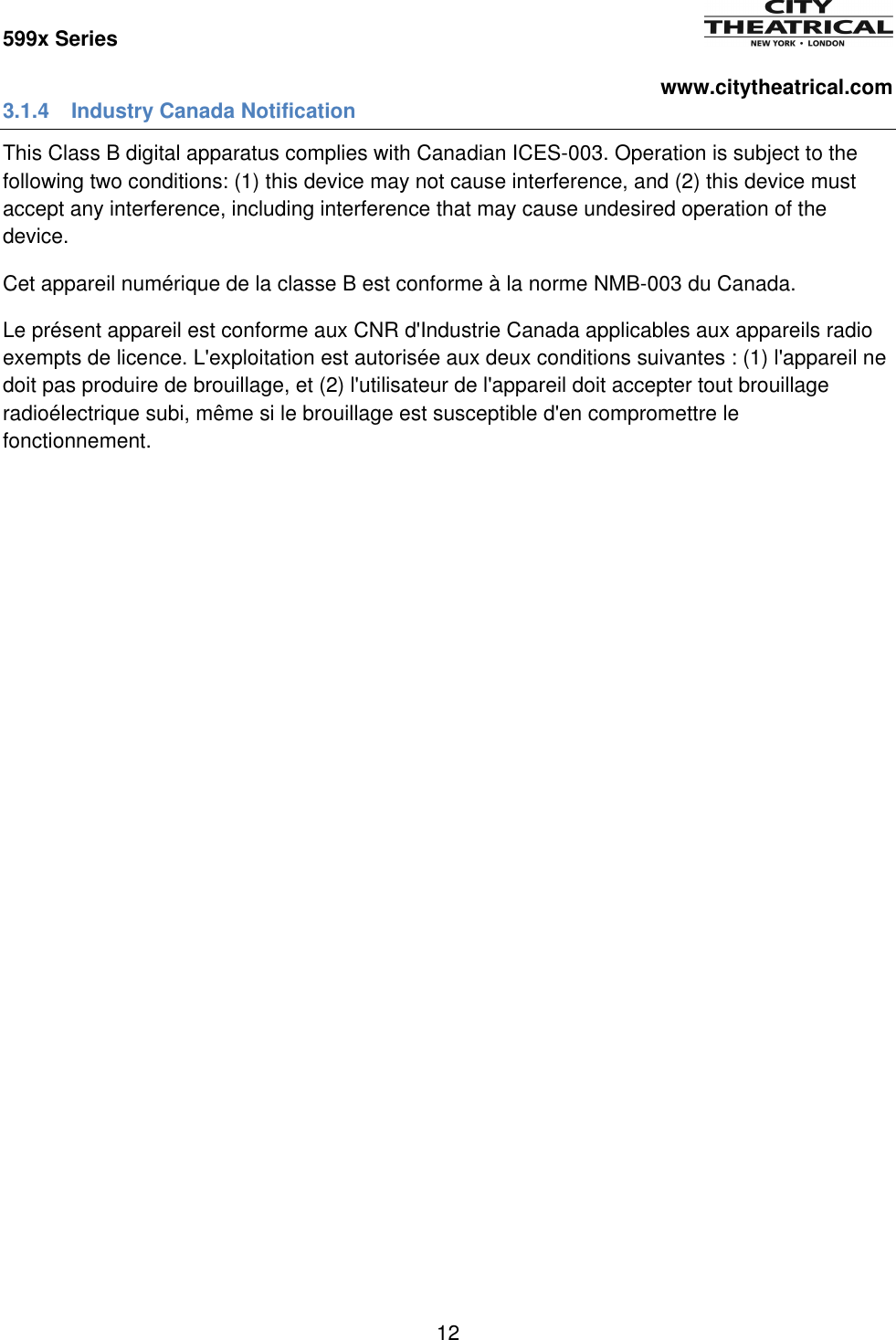 Page 12 of City Theatrical 5990 900MHz Multiverse Module 5990 User Manual 