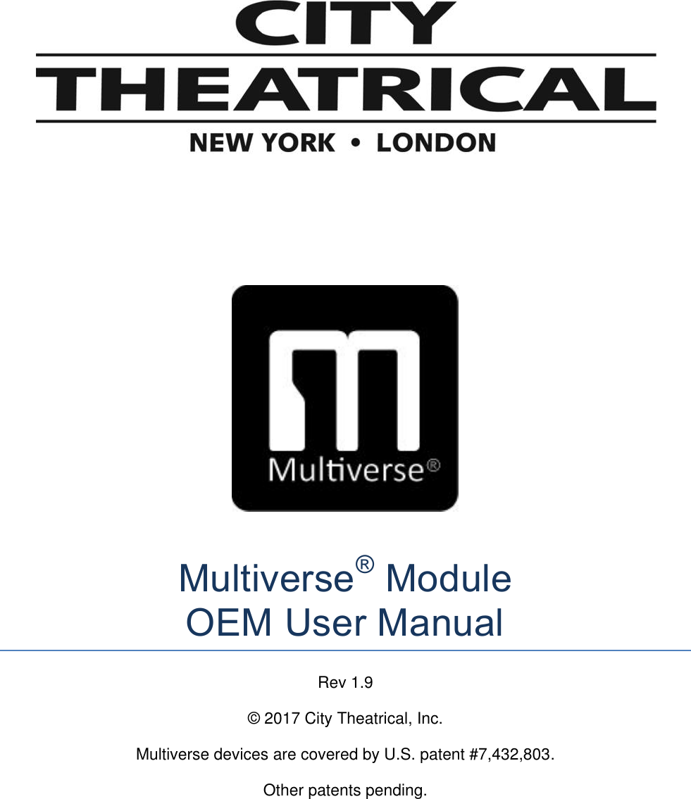Page 1 of City Theatrical 5994 2400MHz Multiverse Module5994 User Manual 