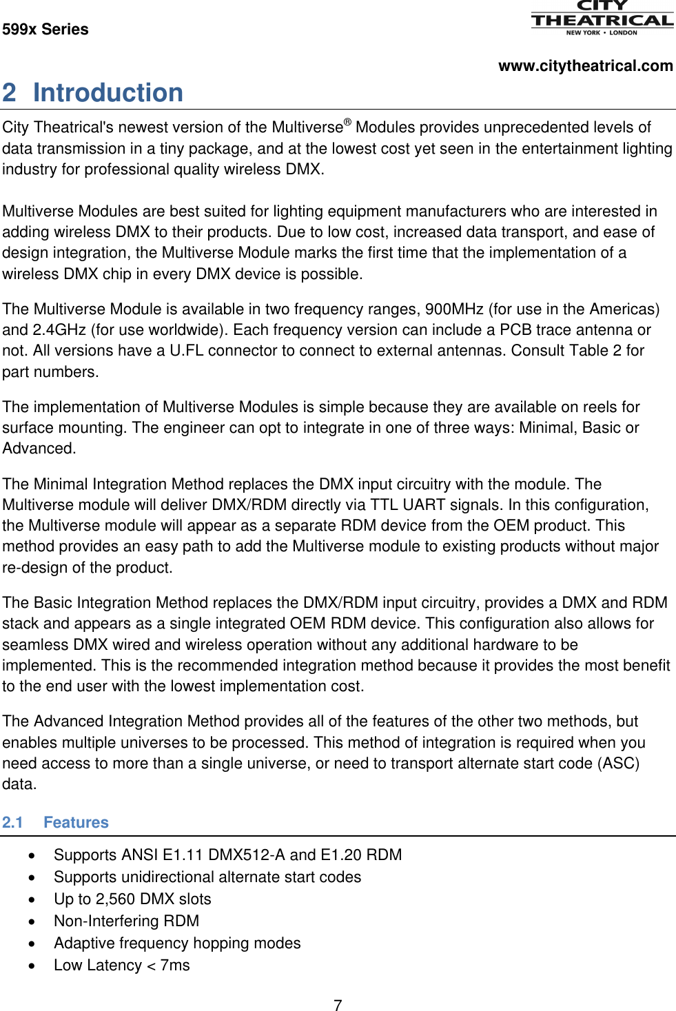 Page 7 of City Theatrical 5994 2400MHz Multiverse Module5994 User Manual 