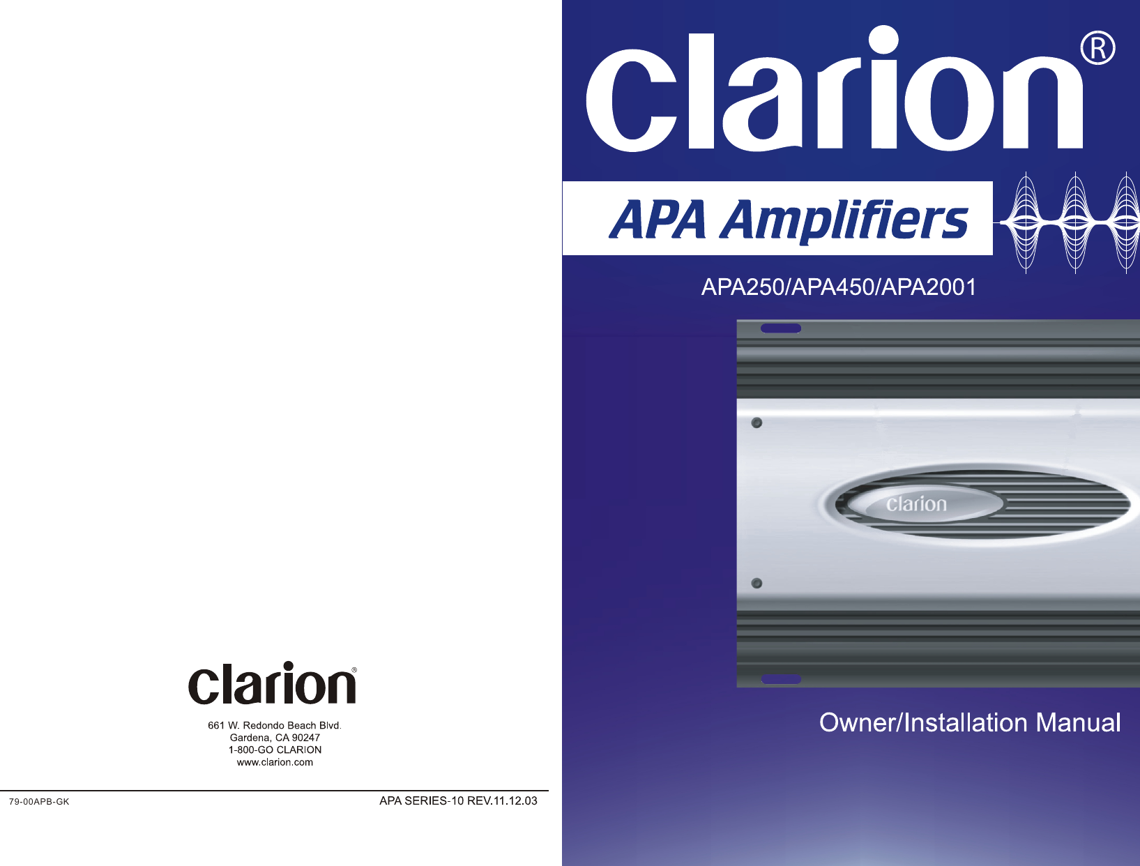 Clarion Apa01 Users Manual 79 00apb Gk C U N