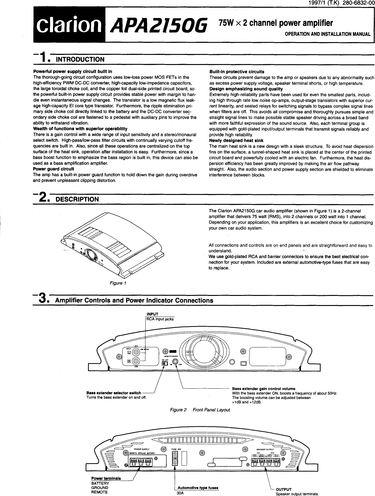 Page 1 of 5 - Clarion Clarion-Apa2150G-Users-Manual-  Clarion-apa2150g-users-manual