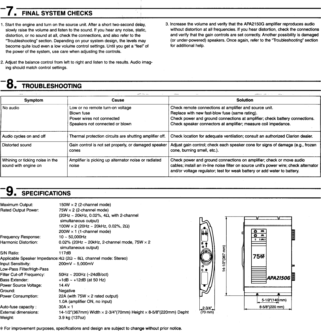 Page 5 of 5 - Clarion Clarion-Apa2150G-Users-Manual-  Clarion-apa2150g-users-manual