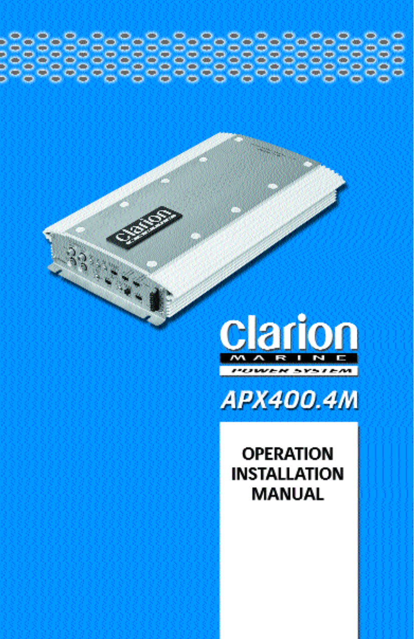 Clarion Apx400 Users Manual