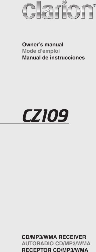 Clarion Car Stereo System Cz109 Users Manual 01_CZ109_EN
