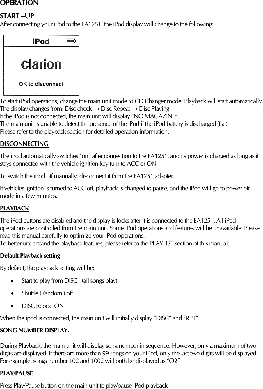 Page 2 of 4 - Clarion Clarion-Car-Stereo-System-Ea1251-Users-Manual EA1251b