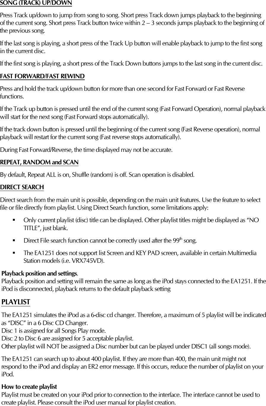 Page 3 of 4 - Clarion Clarion-Car-Stereo-System-Ea1251-Users-Manual EA1251b
