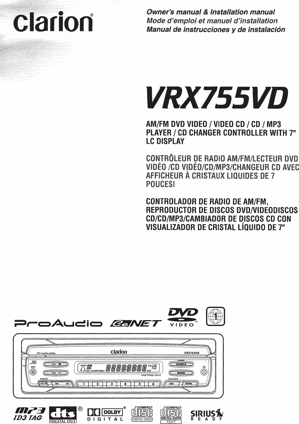 Clarion Car Stereo System Vrx755Vd Users Manual HCDBAA+HiddenHorzOCR