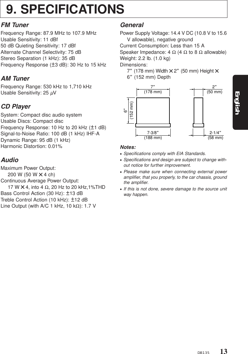 Page 11 of 12 - Clarion Clarion-Db135-Users-Manual- 280-7920-00_Cover  Clarion-db135-users-manual