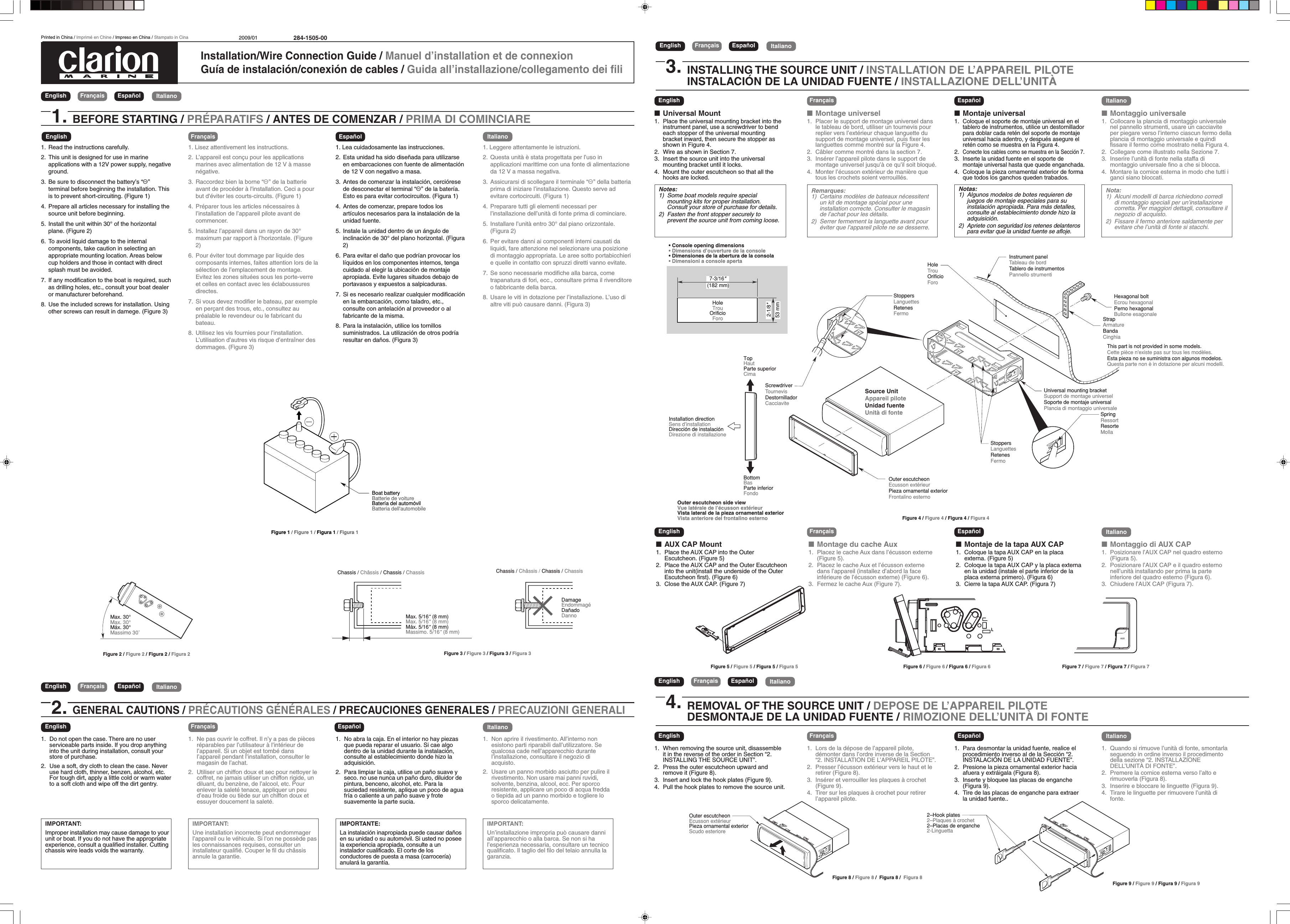 Page 1 of 2 - Clarion Clarion-M109-Quick-Start-Guide