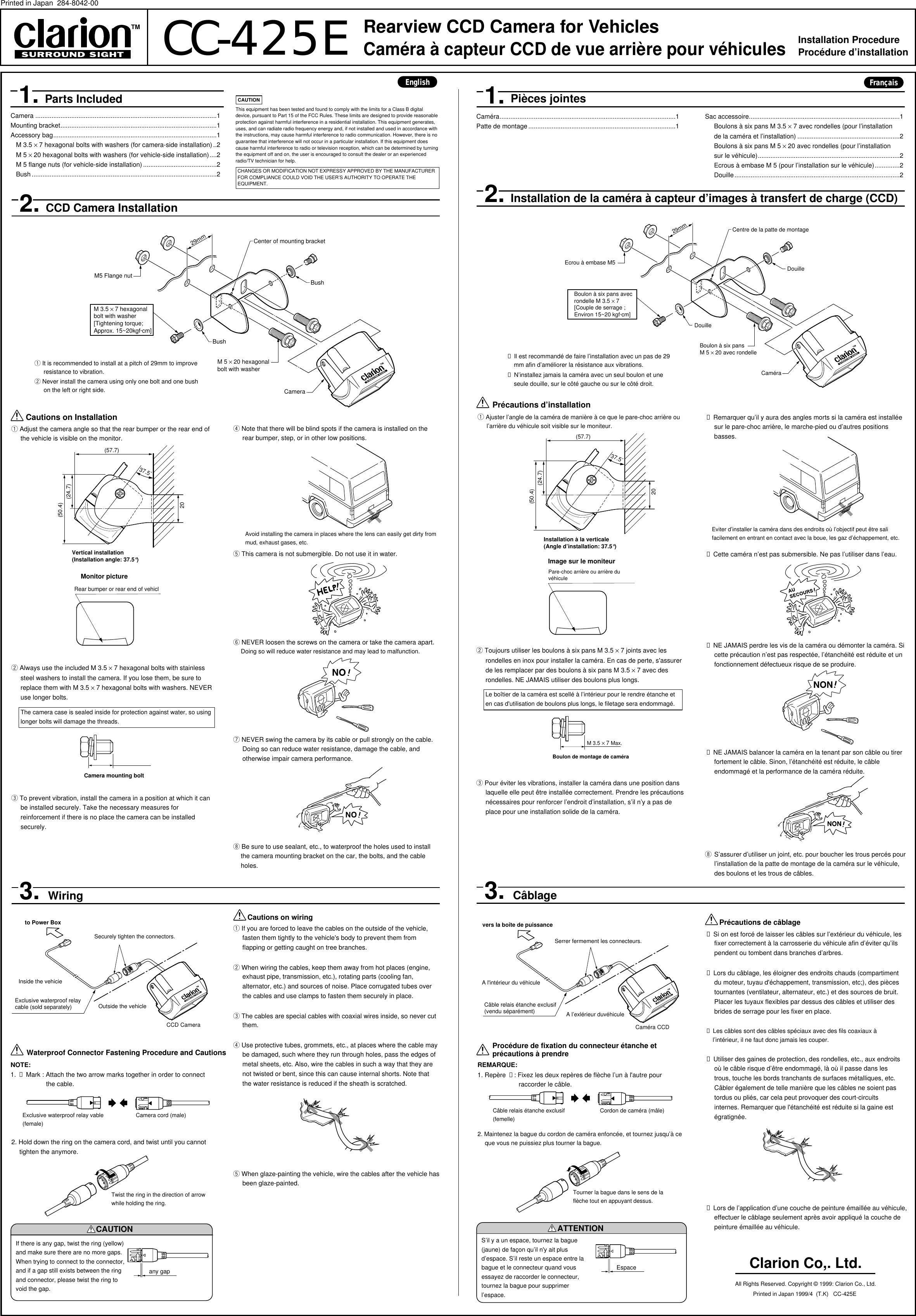 Page 1 of 2 - Clarion Clarion-Surround-Sight-Cc-425E-Users-Manual-  Clarion-surround-sight-cc-425e-users-manual
