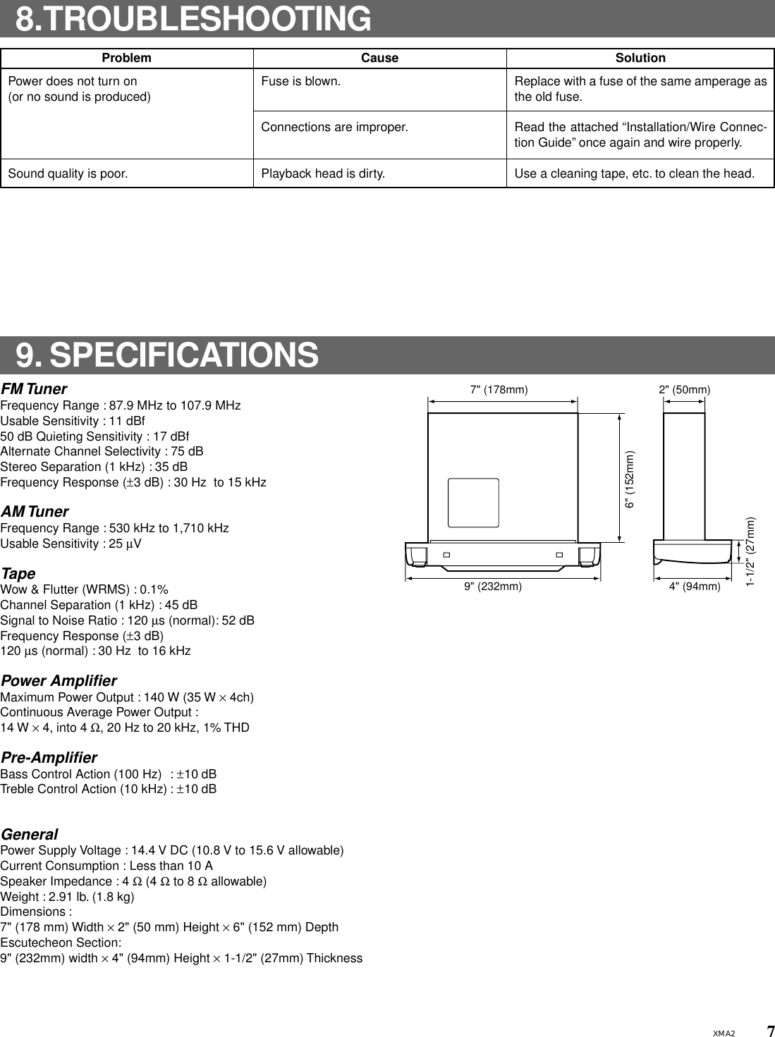 Page 7 of 12 - Clarion Clarion-Xma2-Users-Manual-  Clarion-xma2-users-manual