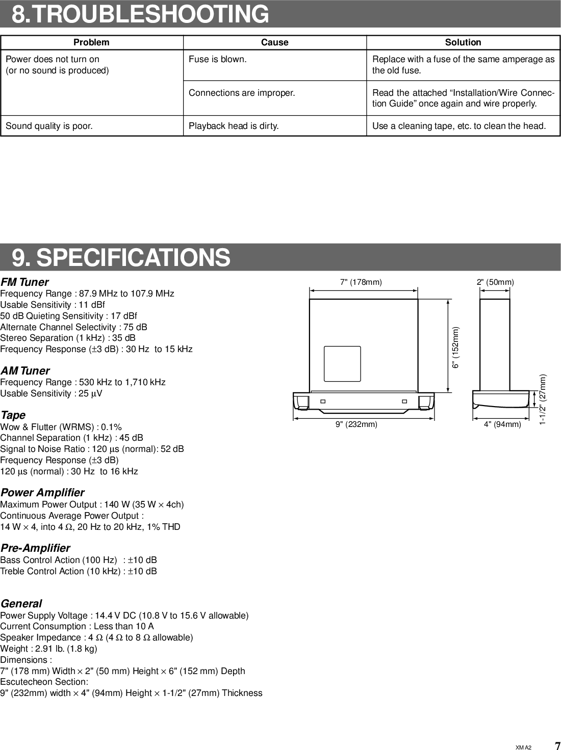 Page 8 of 12 - Clarion Clarion-Xma2-Users-Manual-  Clarion-xma2-users-manual