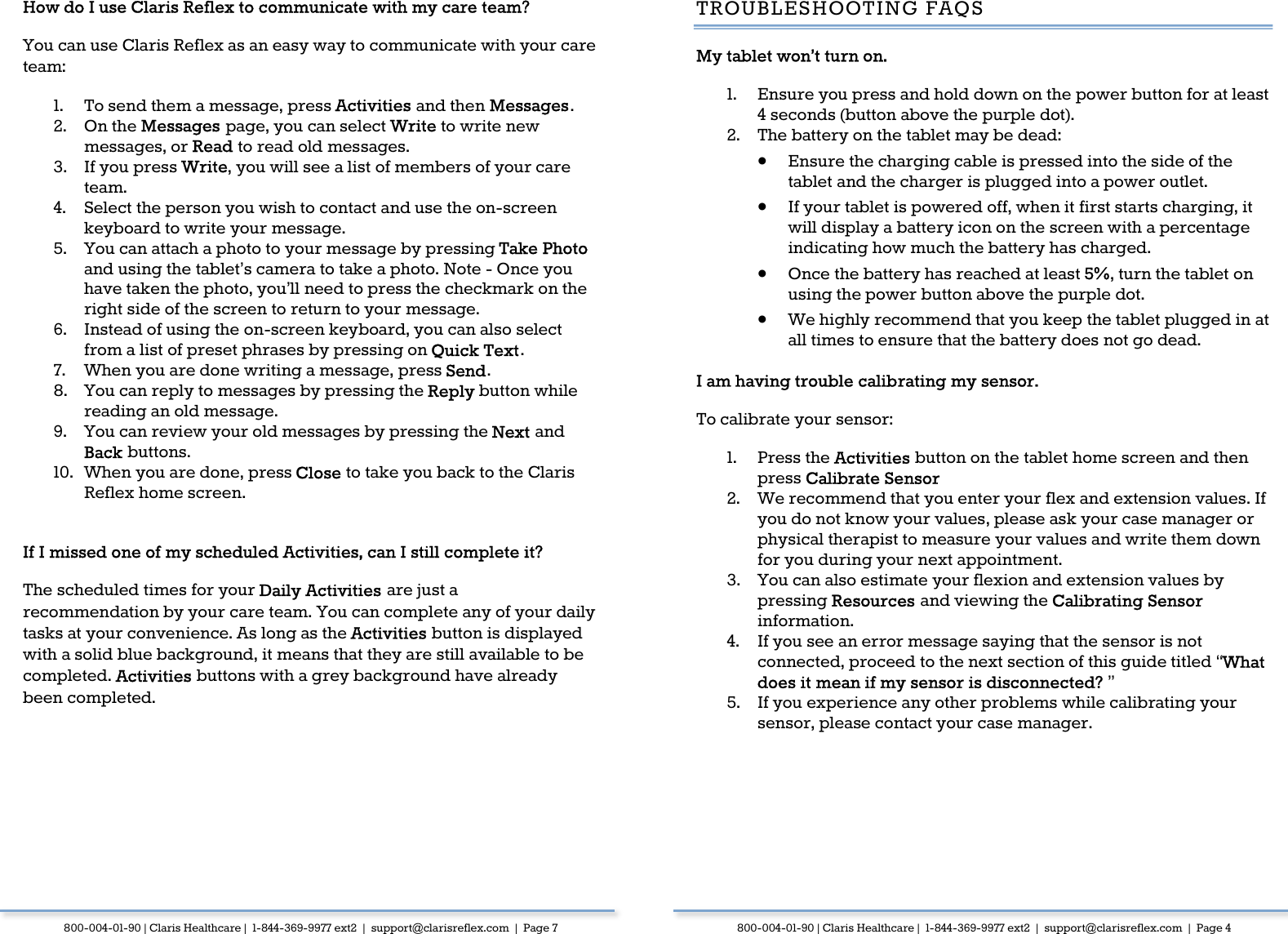 Page 5 of Claris Healthcare REFLEX1 Claris Reflex User Manual Claris Reflex IFU CQ1 PS2