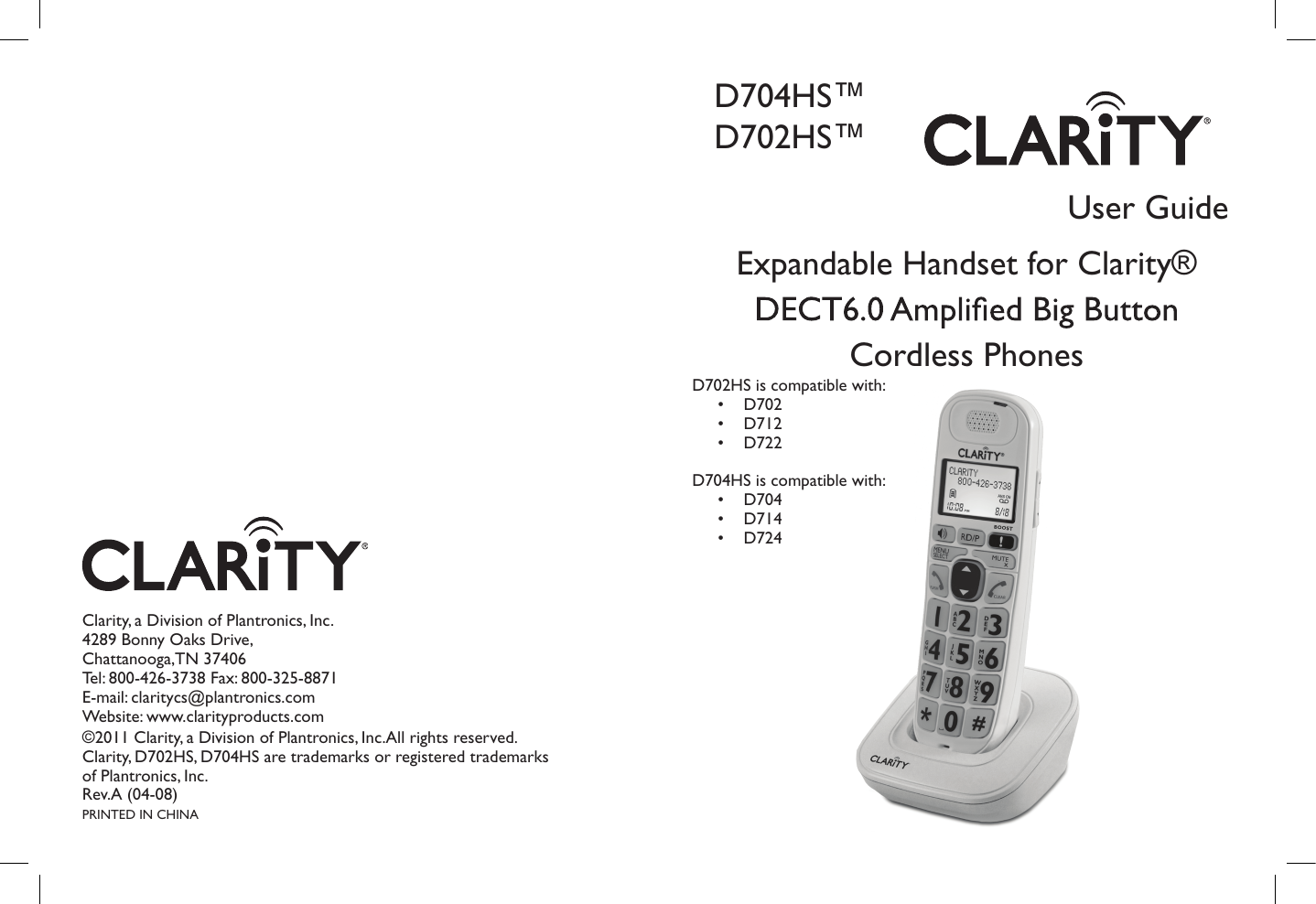 Page 1 of 8 - Clarity Clarity-D702Hs-Users-Manual-  Clarity-d702hs-users-manual