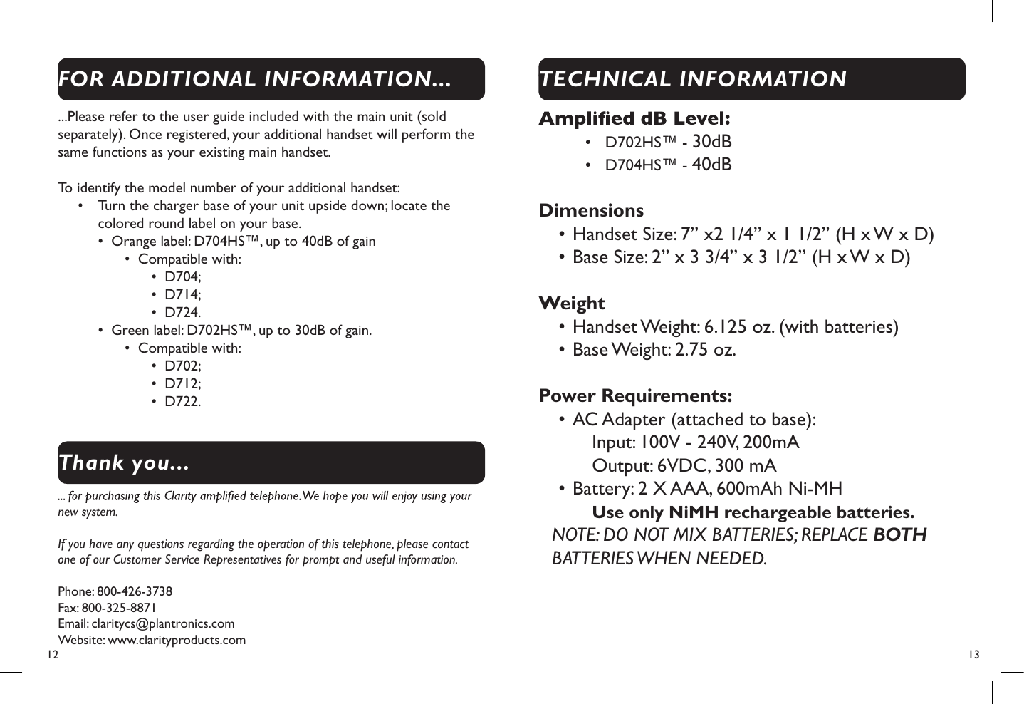 Page 8 of 8 - Clarity Clarity-D702Hs-Users-Manual-  Clarity-d702hs-users-manual