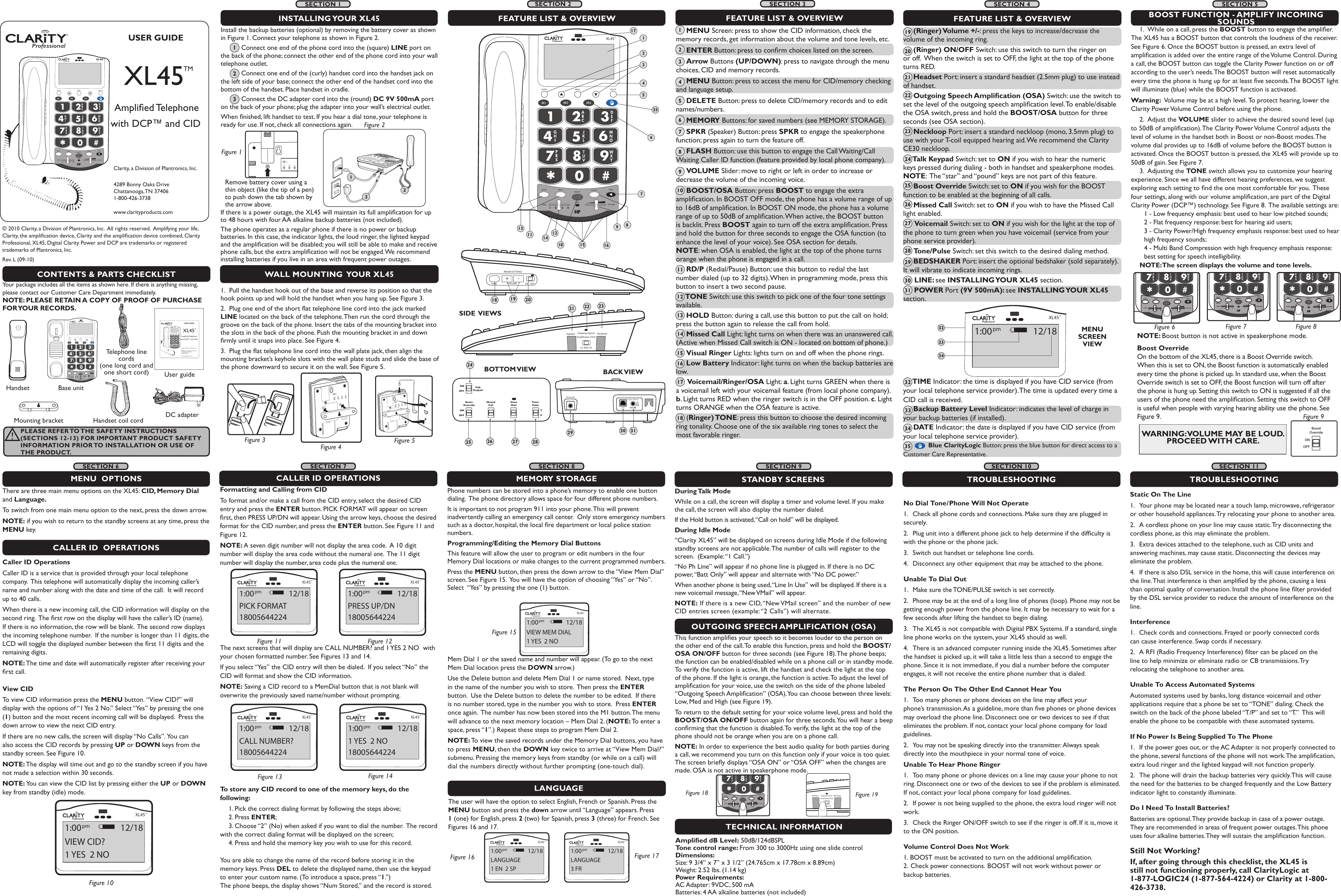 Clarity Xl45 Users Manual