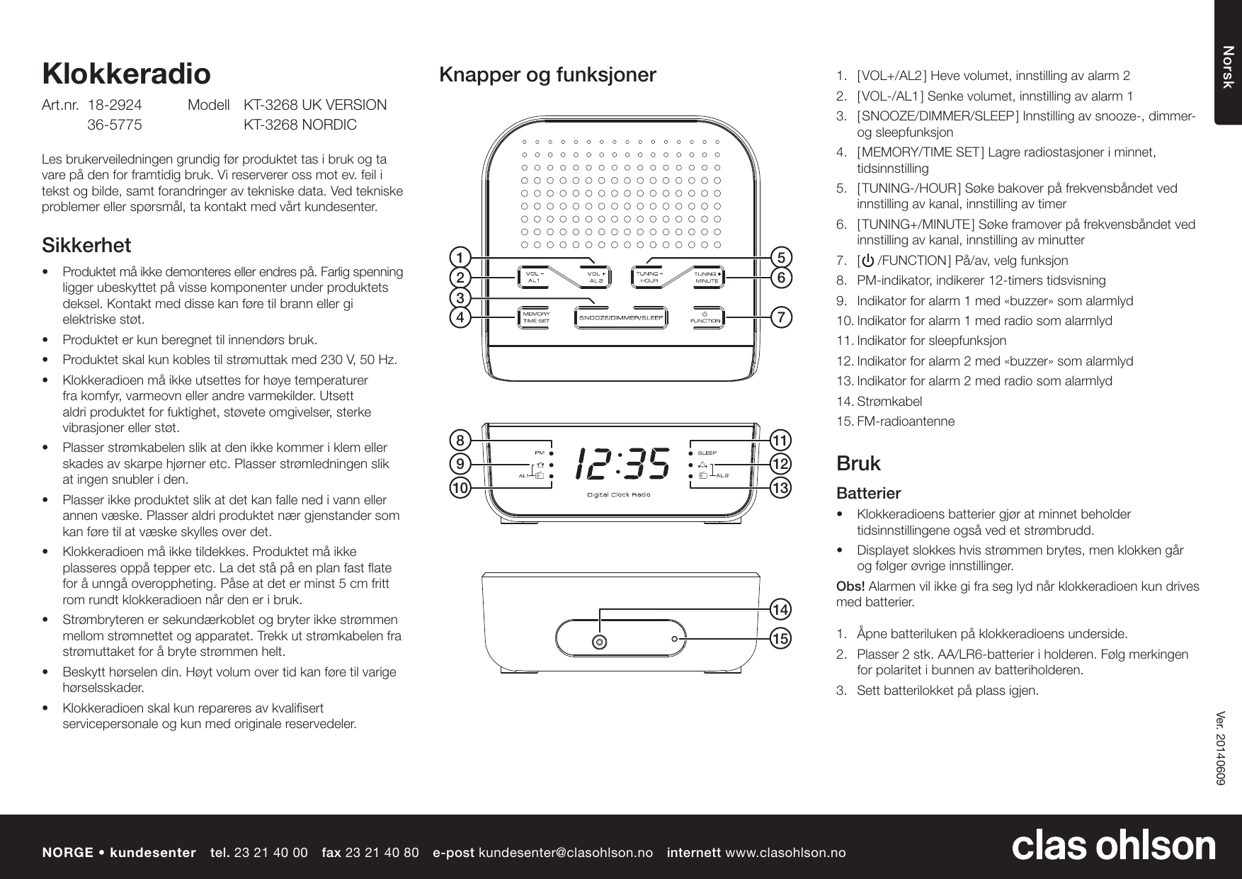 Clas Ohlson Kt 3268 Users Manual