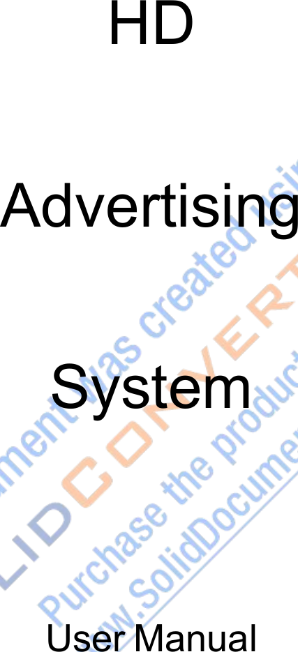 HDAdvertisingSystemUser Manual