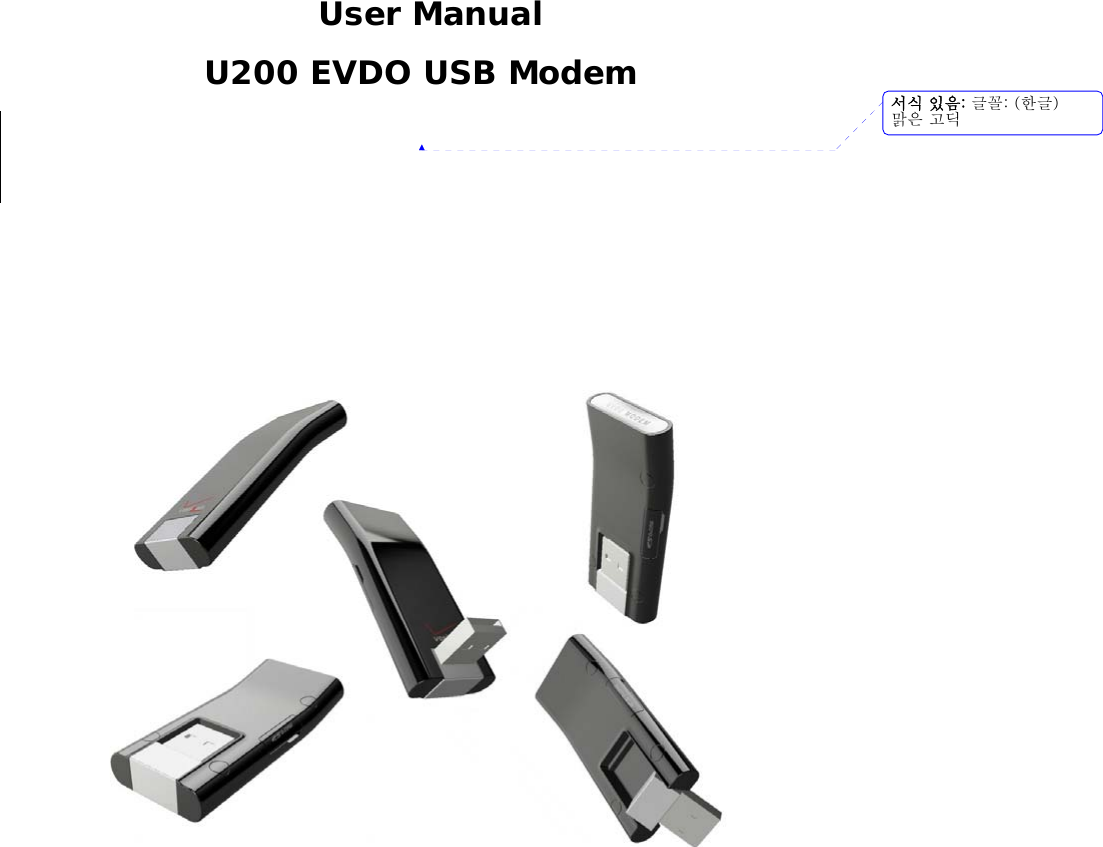  User Manual U200 EVDO USB Modem                   서식 있음: 글꼴: (한글)맑은 고딕