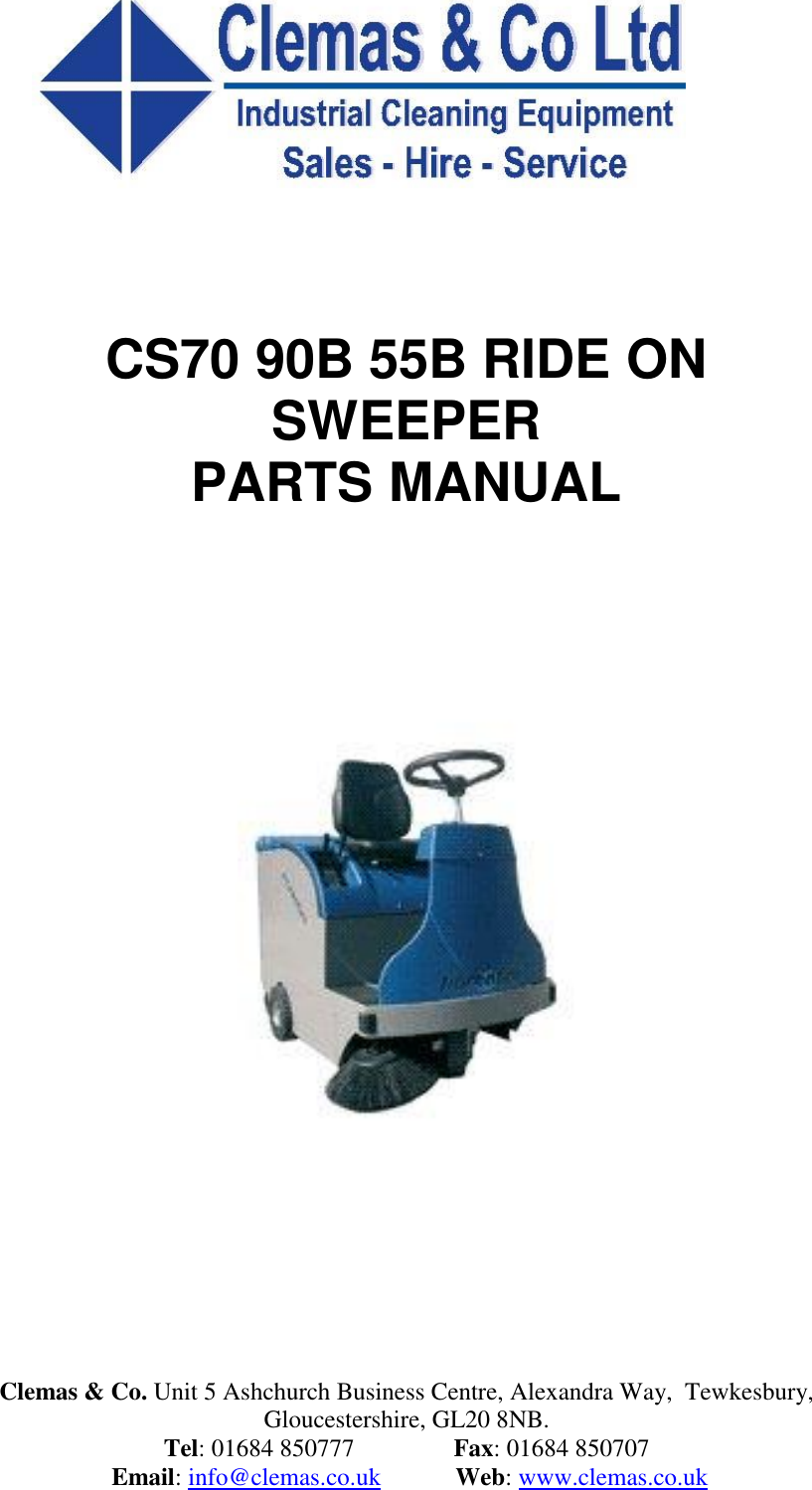 Clemas R S28BNEW CS70 90B Ride on Sweeper Parts Manual