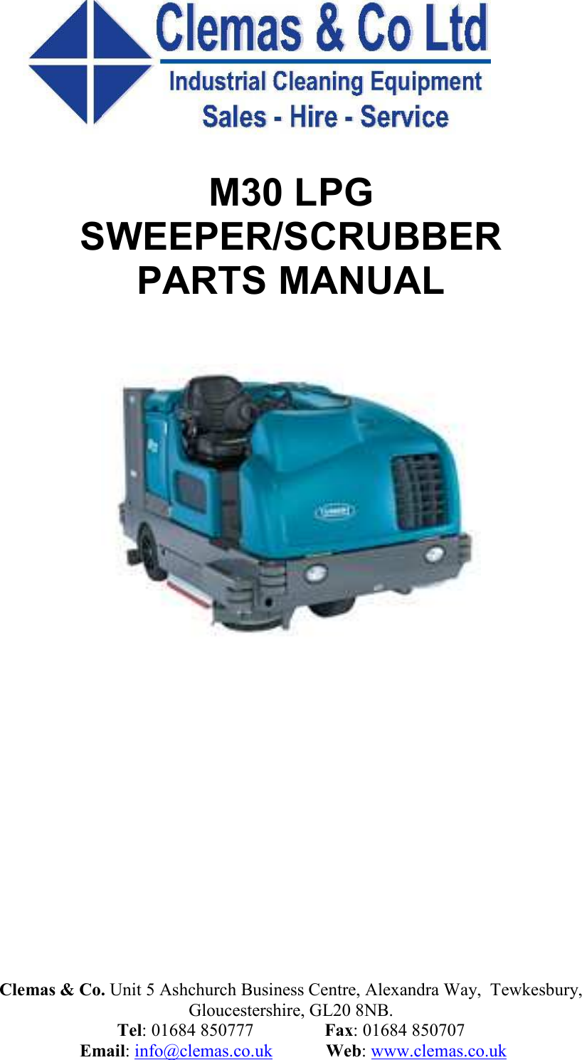 Clemas M30 Lpg Sweeper Scrubber Parts Manual