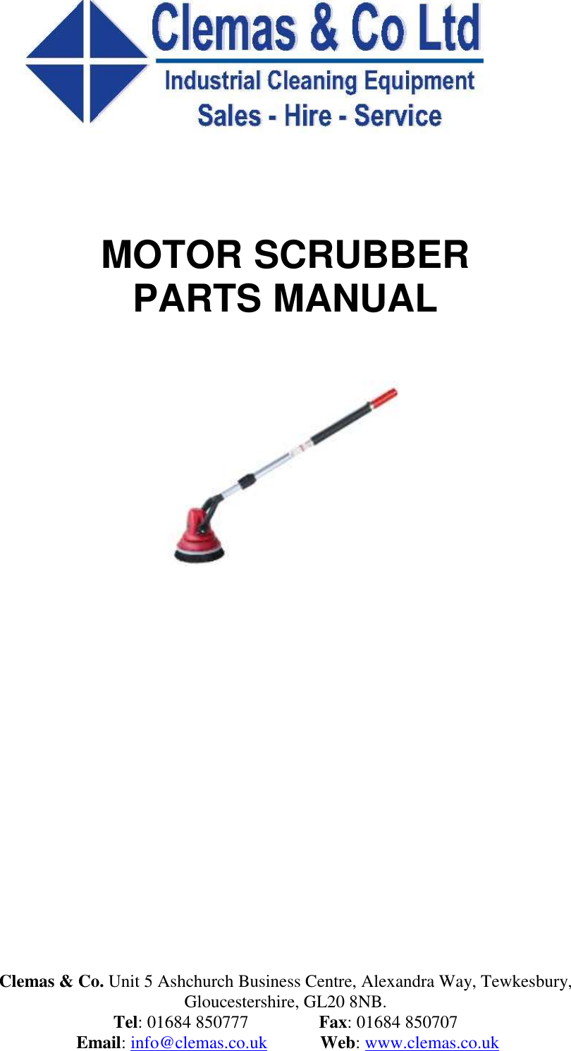 Page 1 of 7 - Clemas Motor Scrubber Parts Diagram Motor-Scrubber-Parts-Manual