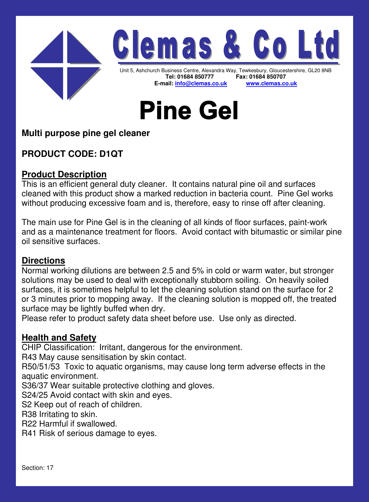 Page 1 of 2 - Clemas  Pine Gel