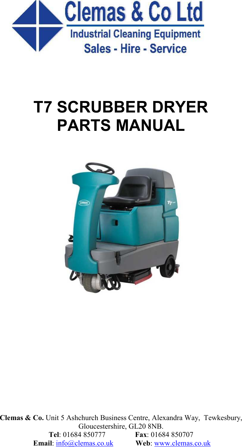 Tennant T7 Floor Scrubber Parts - Carpet Vidalondon