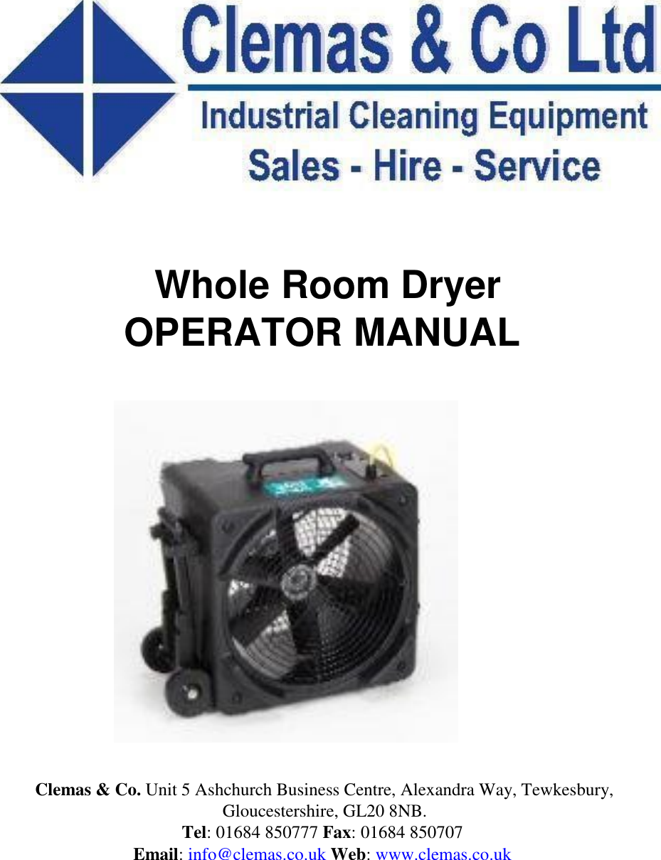 Page 1 of 9 - Clemas Layout 2 Whole-room-dryer-ops-manual