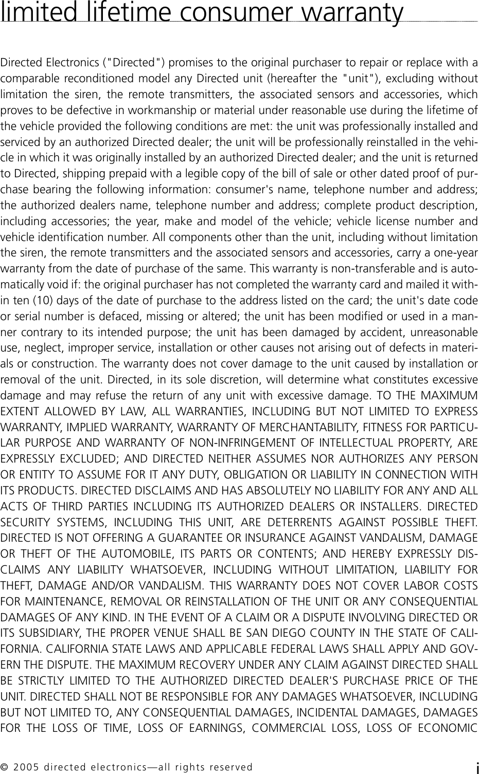 Page 2 of 10 - Clifford Clifford-G4-System-Series-Users-Manual- G903010_10-05  Clifford-g4-system-series-users-manual